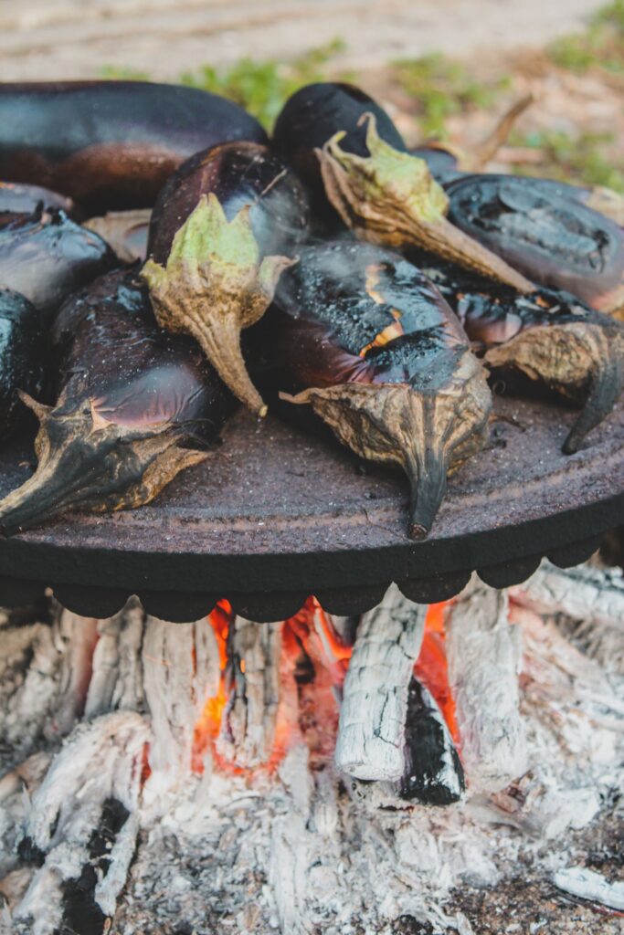 Ristede auberginetern med urter