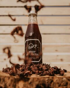Hjemmebrygget kombucha i glas