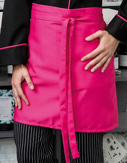 Pink kort taljeforklæde EX100 vist på model